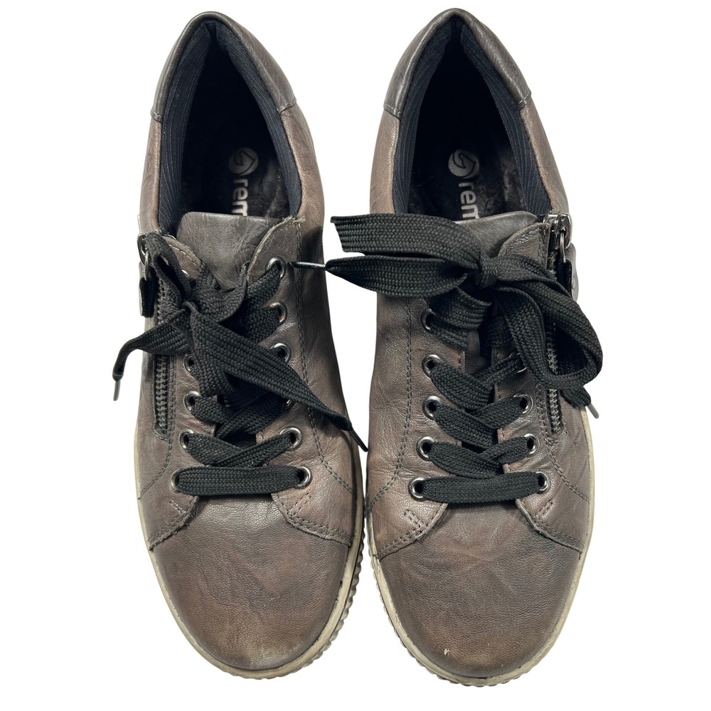 Remonte Maditta D0700 Leather Sneakers 40 Metallic Gray Brown Comfort Walking - Picture 4 of 10